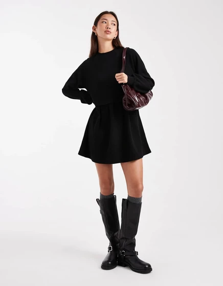 Черное платье-халат Miss Selfridge из супер мягкого матового материала black