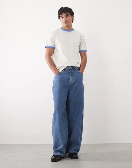Мужская футболка ASOS Design с контрастным кантом, кремовая