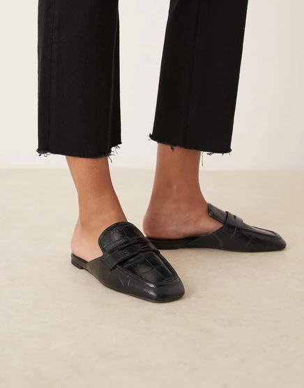 Женские лоферы-мюли ASOS Design под кроко, черные