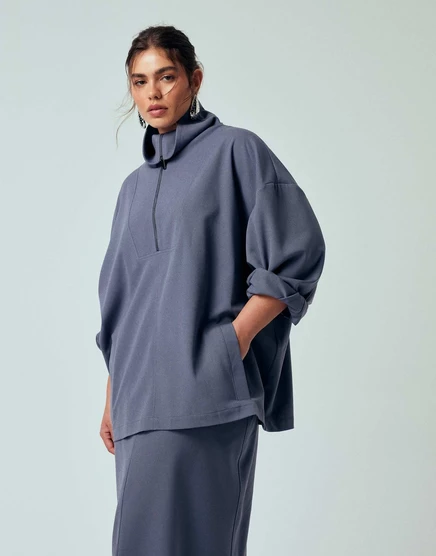 Синяя куртка с воронкообразным вырезом от ASOS DESIGN Curve, сшитая на заказ - часть комплекта