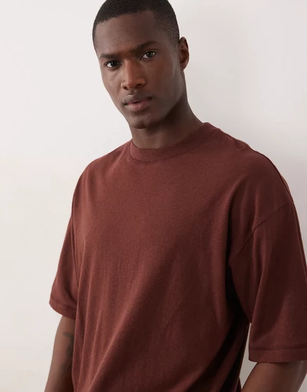 Мужская футболка ASOS Design Oversized из льняного микса, коричневая