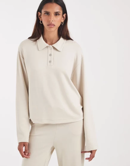 Женский удлинённый свитшот Vero Moda Tall с воротником-поло, пемзовый