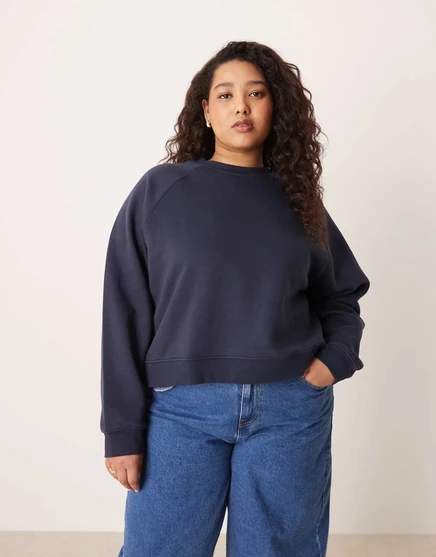ОБЪЕМНАЯ толстовка ASOS DESIGN Curve с откидной спинкой и регланом темно-синего цвета navy