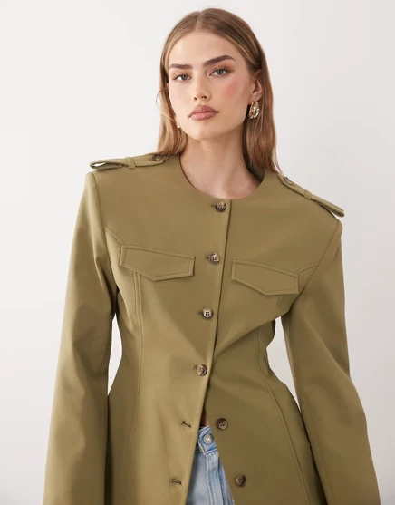 Женский жакет ASOS Design со стяжкой на талии, хаки