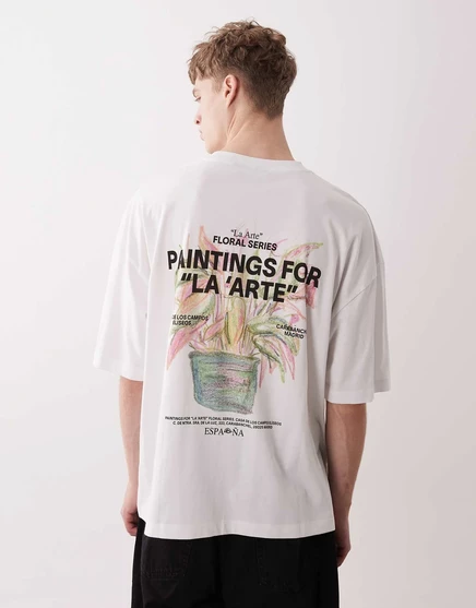 ДИЗАЙНЕРСКАЯ футболка оверсайз от ASOS с цветочным цифровым принтом белого цвета white