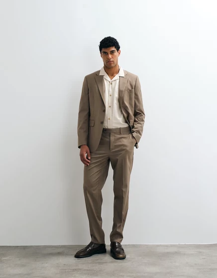 Брюки от костюма Mango Milan slim fit в цвете mushroom - часть комплекта mushroom