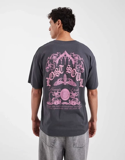 Футболка Jack &Jones с надписью lost soul на обороте, выполненной углем dark shadow