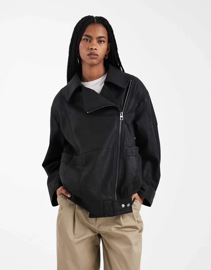 Женская байкерская куртка ASOS Design под кожу, черная