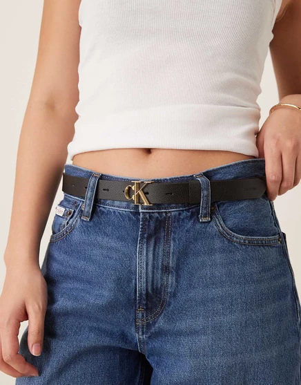 Ремень с пряжкой с логотипом Calvin Klein Jeans черного цвета  black