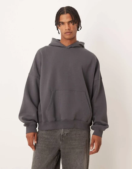 Толстовка ASOS DESIGN essential extreme оверсайз серого цвета asphalt