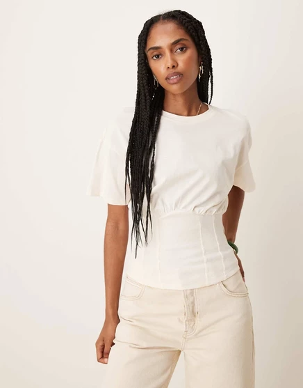 Топ с присборенной талией от ASOS DESIGN цвета слоновой кости ivory