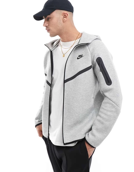Мужская худи Nike Tech Fleece на молнии, серая