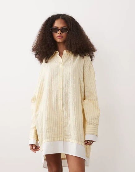 Женское платье-рубашка ASOS Design двойное, в желтую полоску