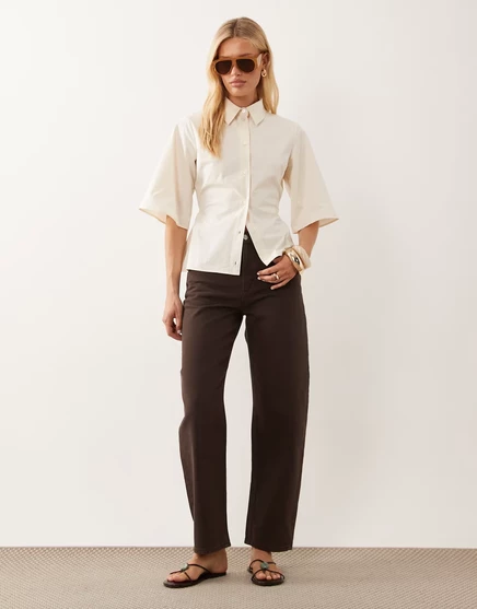 Женская рубашка ASOS Design со сборкой, слоновая кость