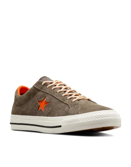 Кеды Converse One Star Pro Ox замшевые, серые с оранжевым