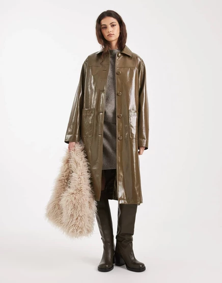 Женский тренч Miss Selfridge виниловый, хаки