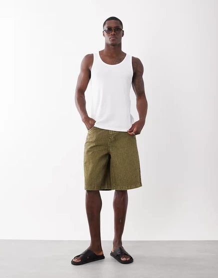Мужские джинсовые бермуды ASOS Design текстурированные, хаки