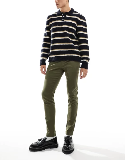 Узкие брюки чинос цвета хаки ASOS DESIGN khaki