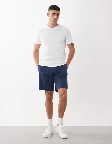 Мужские шорты ASOS Design Smart Regular, тёмно-синие с отворотом