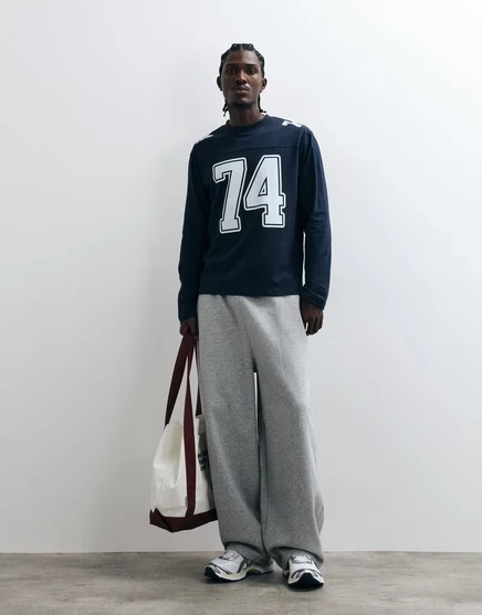 Мужская футболка с длинным рукавом ASOS Design с принтом 72, темно‑синяя