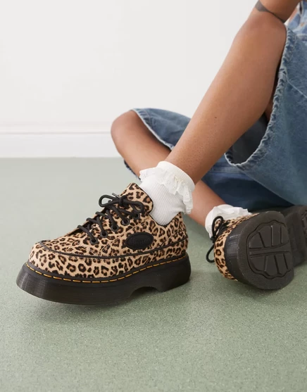 Женские туфли Dr Martens Buzz 5-eye в леопардовый принт