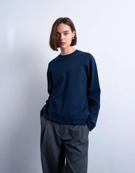 Женский лонгслив TopShop Premium, темно-синий
