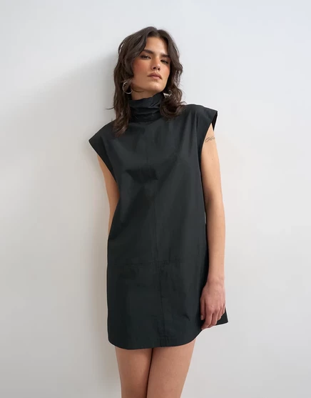 Женское платье Topshop с воротником-стойкой, черное
