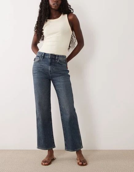 Женские укороченные джинсы ASOS Design, темно-синие