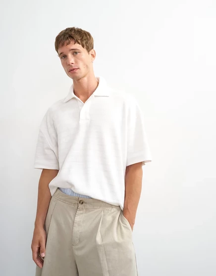 Мужская рубашка-поло Topman в полоску, экрю