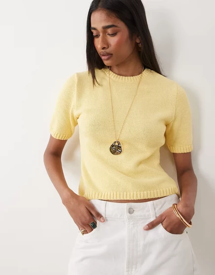 Женский трикотажный укороченный топ ASOS Design, желтый