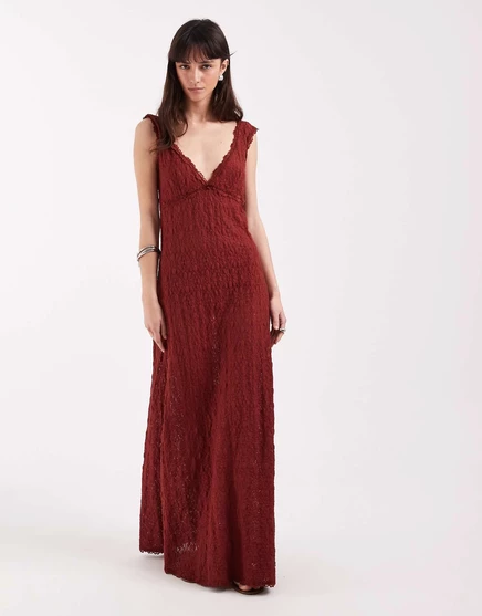Женское платье ASOS Design Lace Cami макси, терракотовое