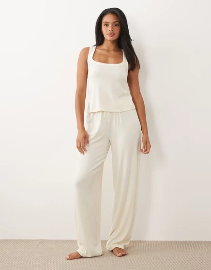 Женские широкие брюки ASOS Design Mix & Match rib, айвори
