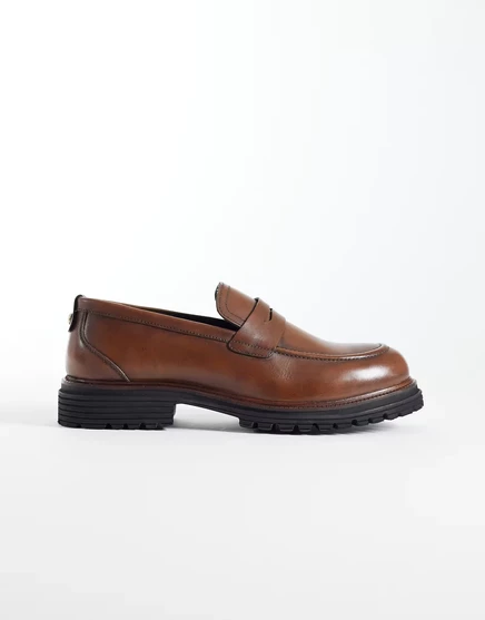 Мужские кожаные лоферы ASOS Design Penny, светло-коричневые