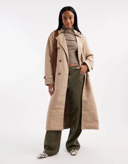 Женское длинное пальто-тренч Vero Moda Tall с поясом, песочный