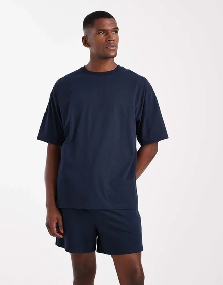 Мужской пижамный комплект ASOS Design, футболка и шорты, синий