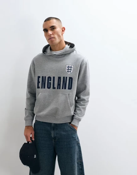 Мужская худи ASOS Design с принтом FA England, серый меланж