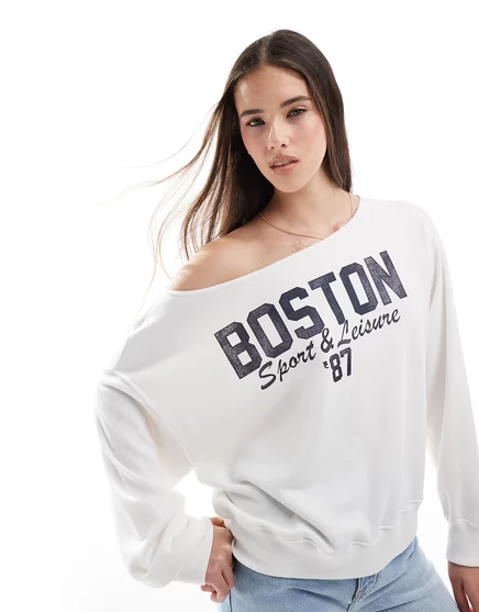 Женский свитшот Hollister с открытыми плечами, белый