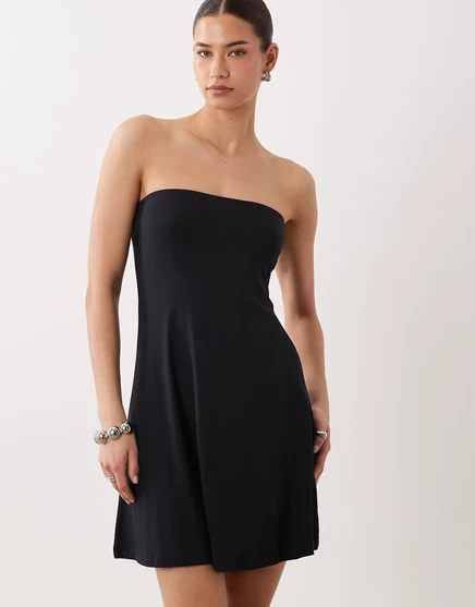 Женское платье ASOS Design бандо мини расклешенное с открытой спиной, черное