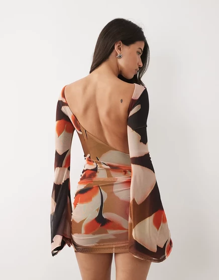 Женское мини-платье ASOS Design цветочное, красное