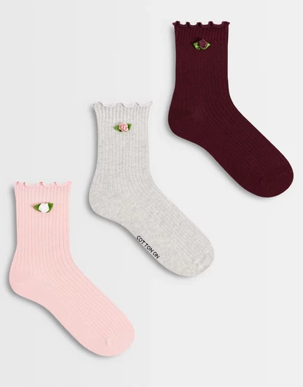 Женские носки Cotton On 3 пары с рюшами, мульти