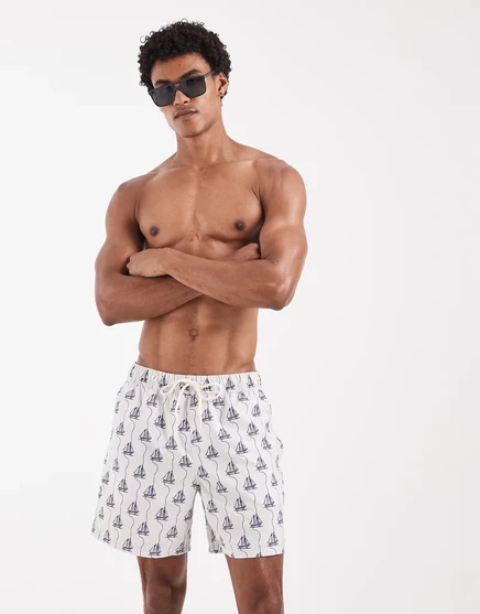 Мужские шорты для плавания ASOS Design с принтом, кремовые