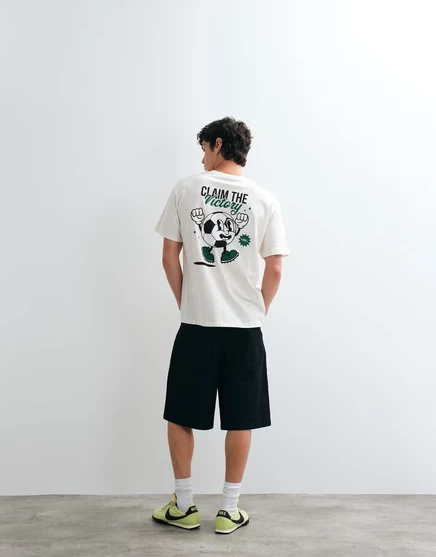 Мужская футболка Jack & Jones с мультяшным футбольным принтом на спине, кремовая