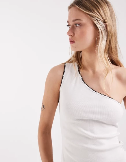 Женский топ Asos Design одно плечо, кремово‑черный