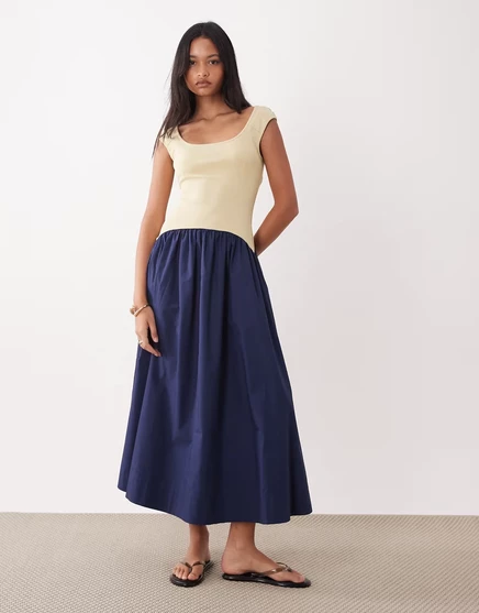 Женское макси-платье ASOS Design, песочно-синее