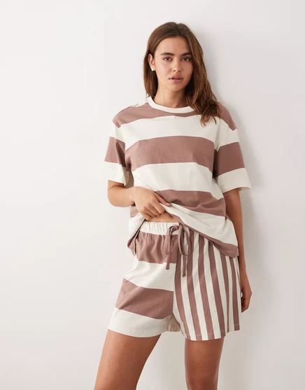 Женский пижамный комплект ASOS Design, кремово-коричневый