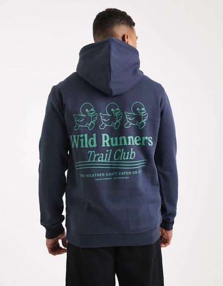 Толстовка ONLY &SONS с капюшоном и принтом trail club на спине темно-синего цвета navy wild runners