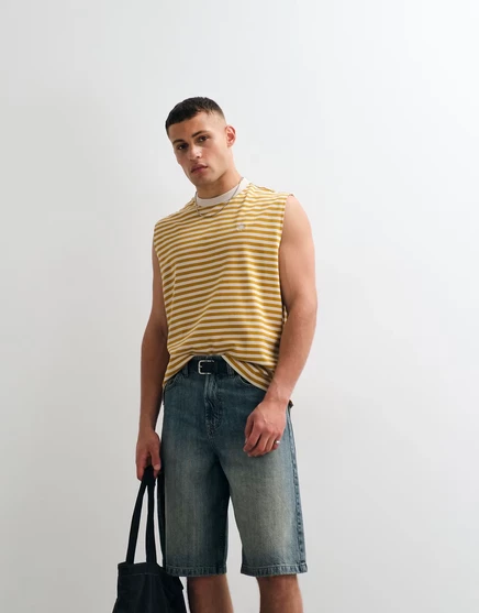 Мужская оверсайз майка ASOS Design с принтом, бежево-желтая