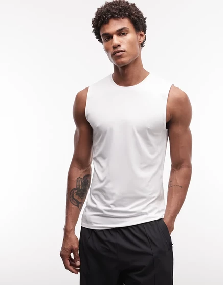 Мужская майка 4505 Active slim fit с боковым швом, белая