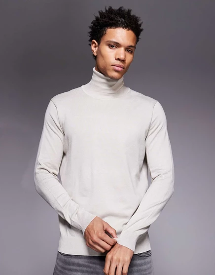 Вязаный свитер с круглым вырезом River Island цвета экрю  light gray