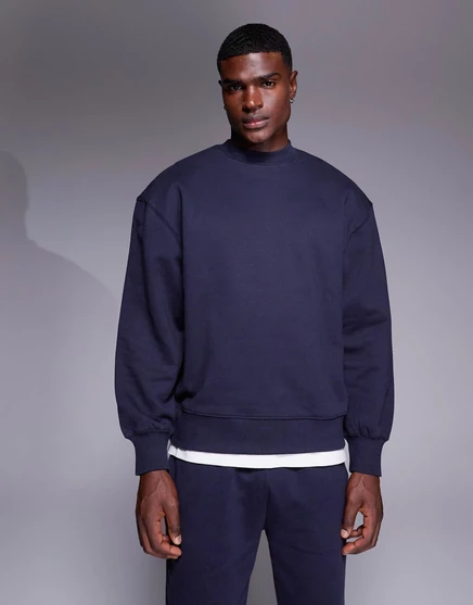  Толстовка оверсайз ASOS DESIGN премиум-класса из плотной ткани темно-синяя deep well